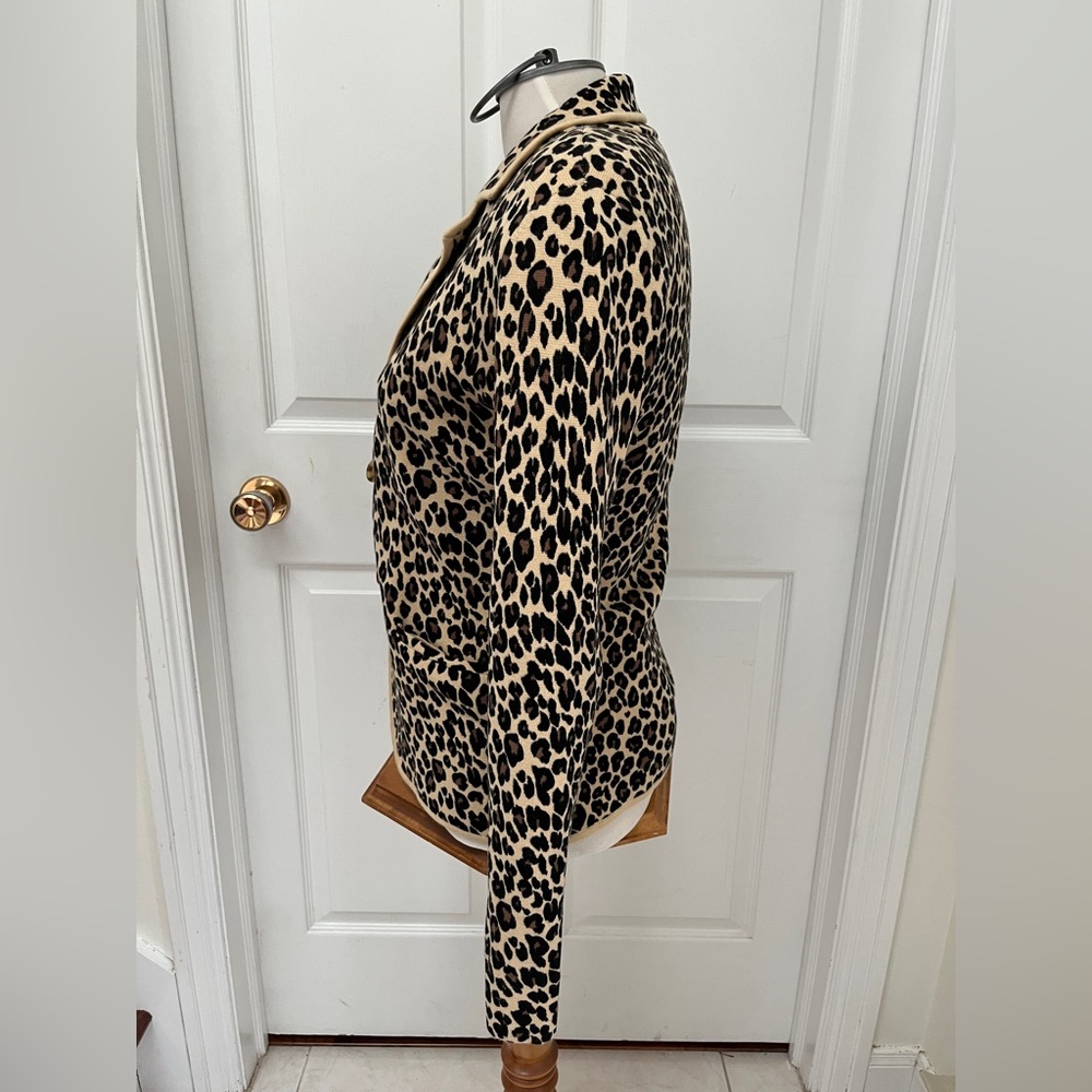 Nordstrom 1901 Sweater Blazer Cheetah Animal Print Womens Tan Black Size S - Picture 5 of 8
